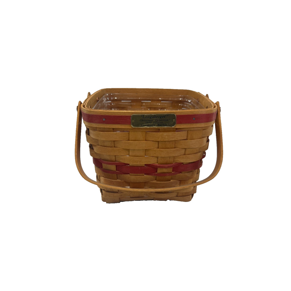 1995 Longaberger Christmas Collection Cranberry Basket w/Protector Red Trim